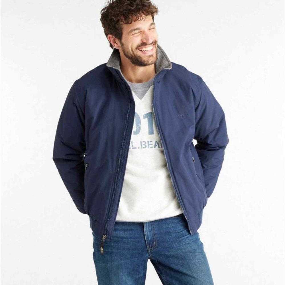 L.L.Bean Men's Warm-Up Jacket, Fleece Lined Jacket Coat Thinsulate Insulation